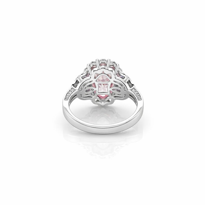 2.70 Cts Pink Lab Grown Diamond and White Lab Grown Dimaond Ring in 14K White Gold