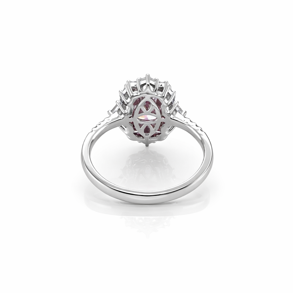 2.00 Cts Pink Lab Grown Diamond and White Lab Grown Dimaond Ring in 14K White Gold