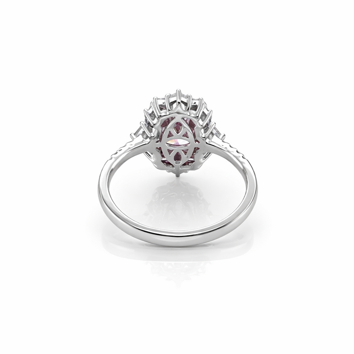 2.00 Cts Pink Lab Grown Diamond and White Lab Grown Dimaond Ring in 14K White Gold