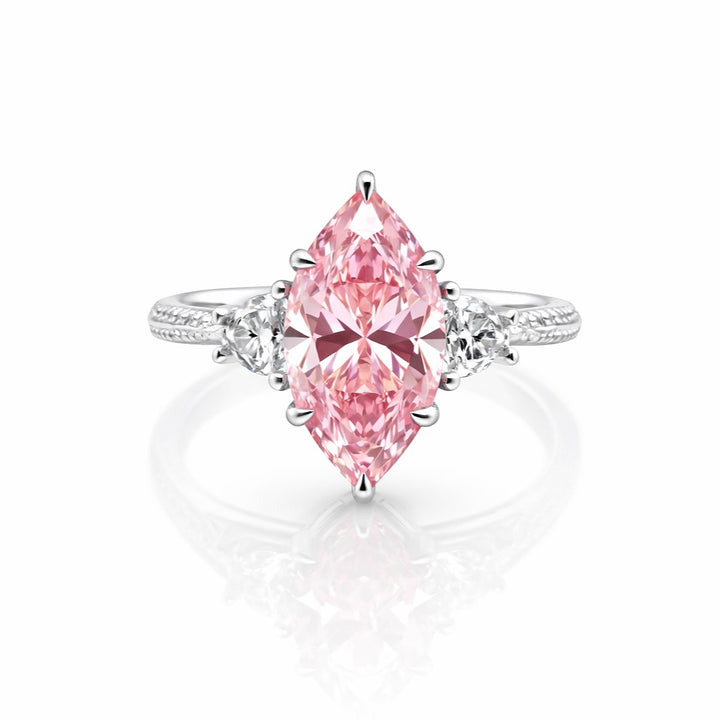 2.54 Cts Pink Lab Grown Diamond and White Lab Grown Dimaond Ring in 14K White Gold