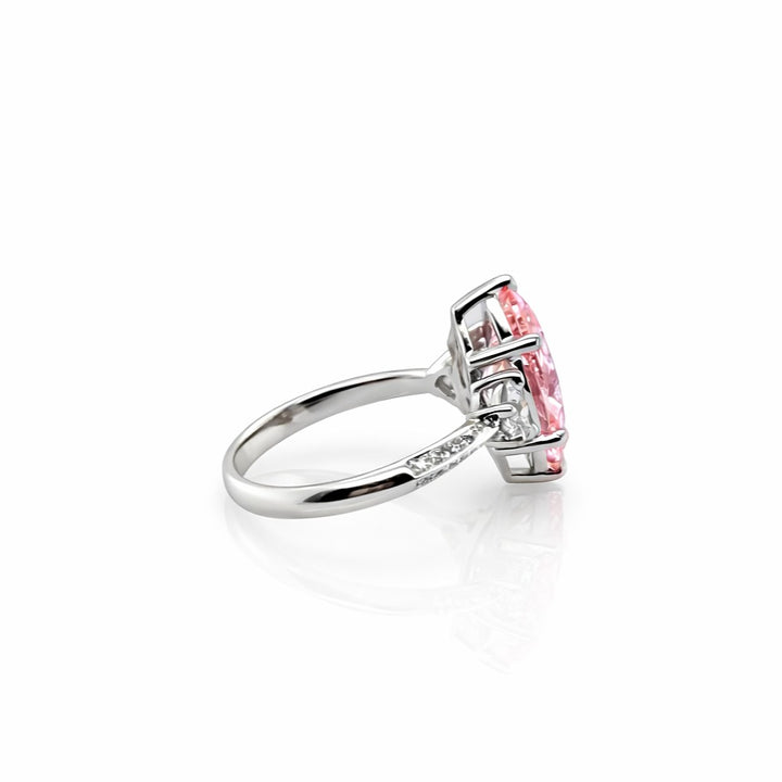 2.54 Cts Pink Lab Grown Diamond and White Lab Grown Dimaond Ring in 14K White Gold