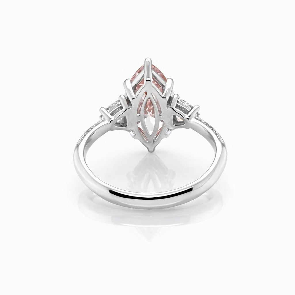 2.54 Cts Pink Lab Grown Diamond and White Lab Grown Dimaond Ring in 14K White Gold