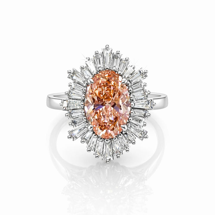 4.01 Cts Pink Lab Grown Diamond and White Lab Grown Dimaond Ring in 14K White Gold
