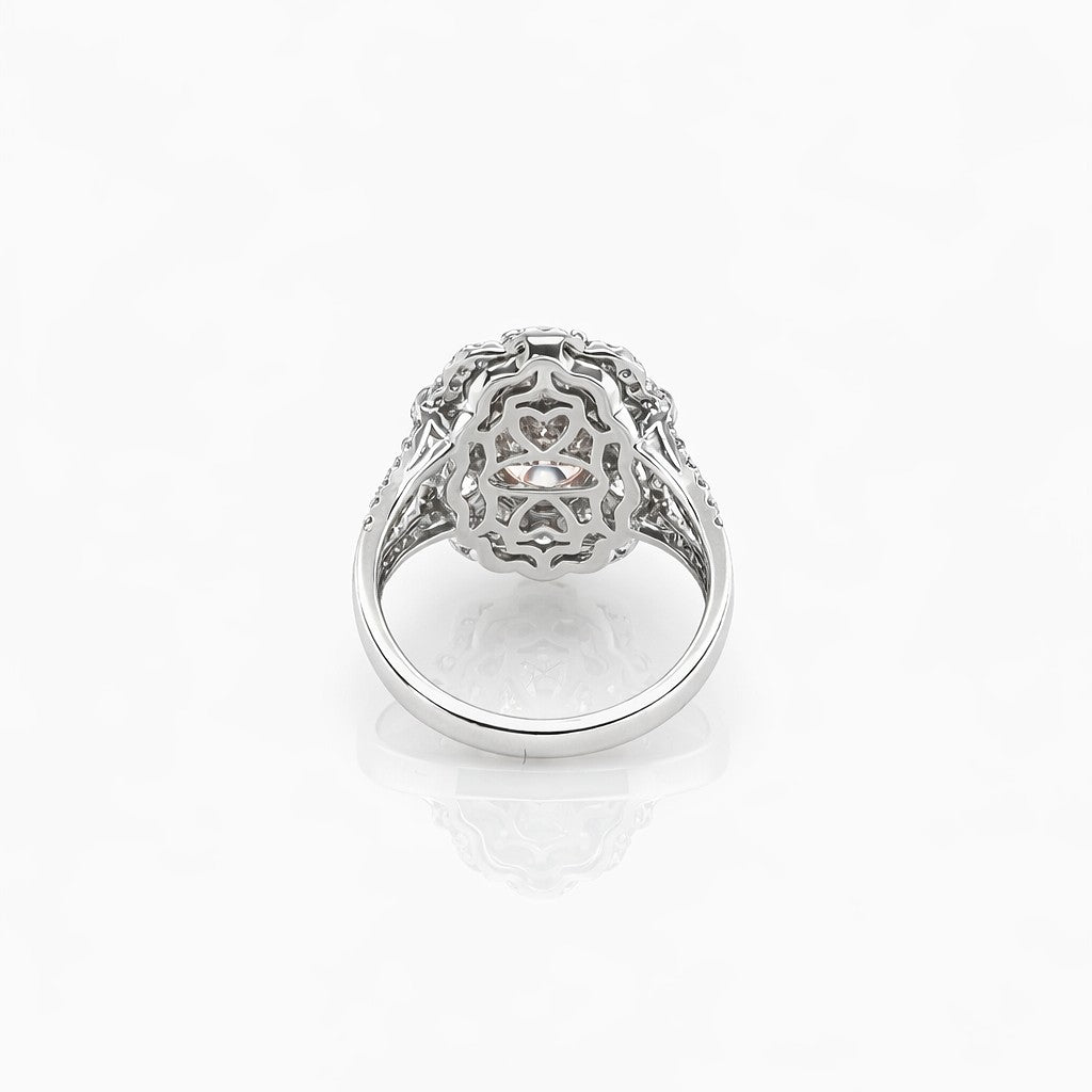 2.55 Cts Pink Lab Grown Diamond and White Lab Grown Dimaond Ring in 14K White Gold