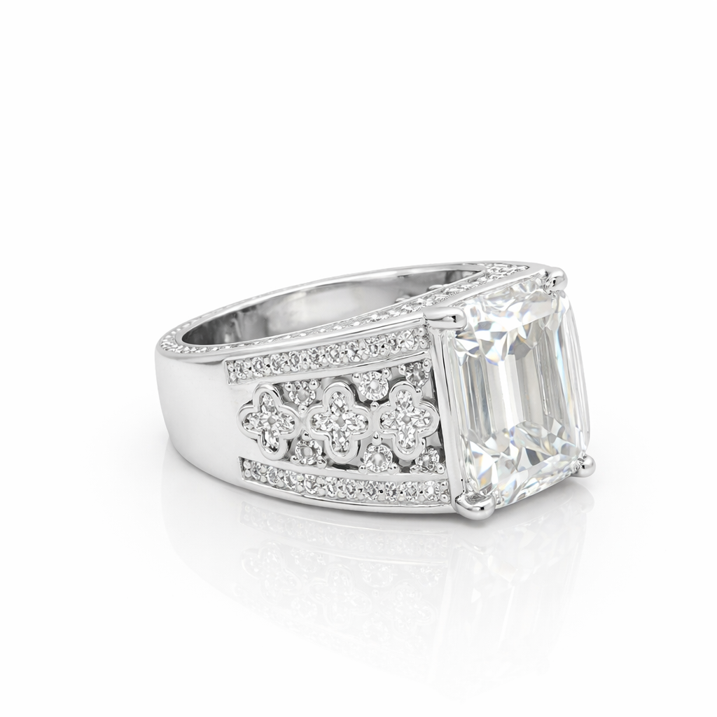 8.15 DEW Moissanite Ring in 925 Platinum Plated