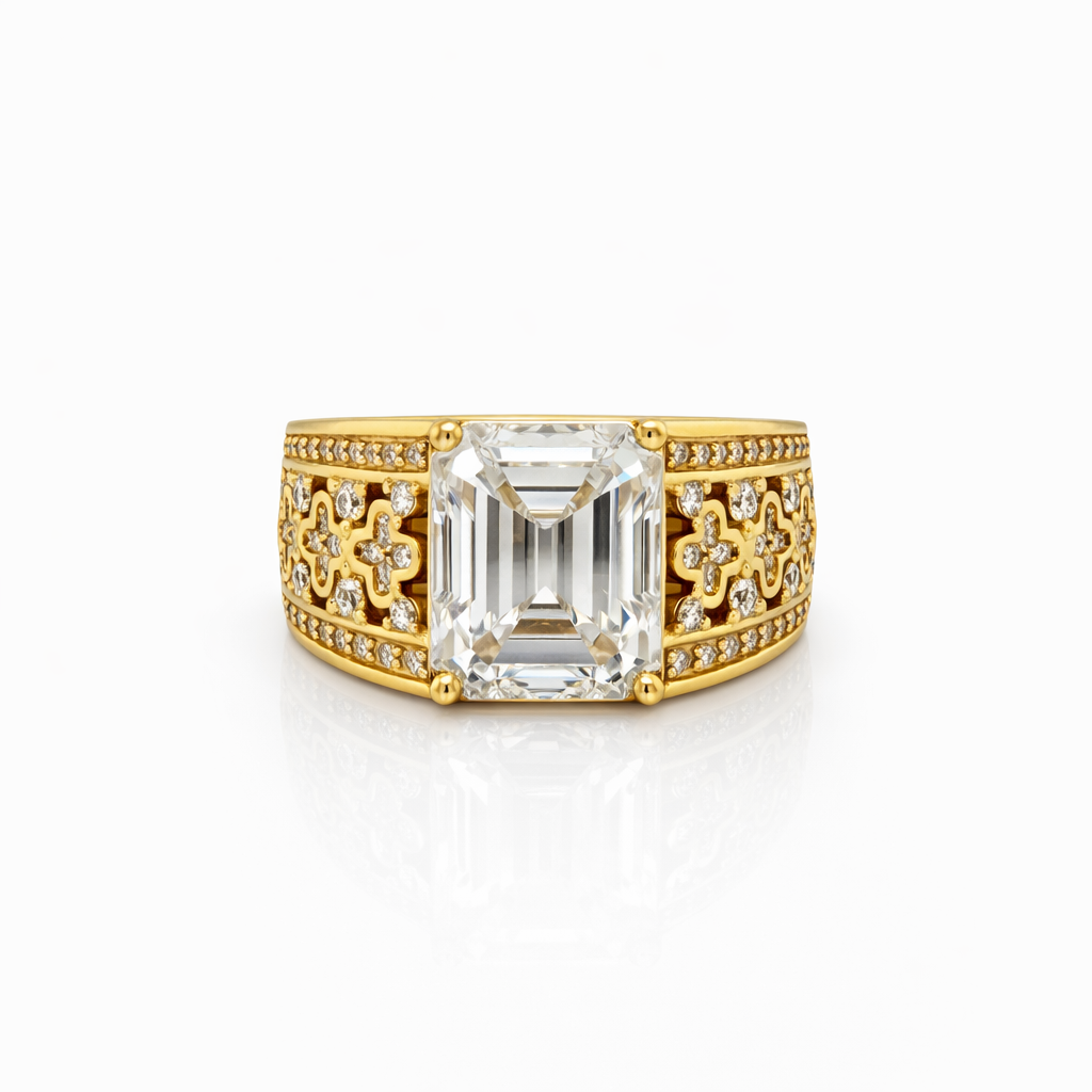 8.15 DEW Moissanite Ring in 925 Yellow Gold Plated