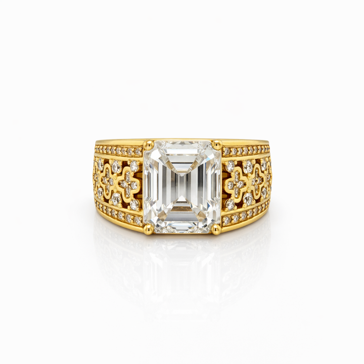 8.15 DEW Moissanite Ring in 925 Yellow Gold Plated