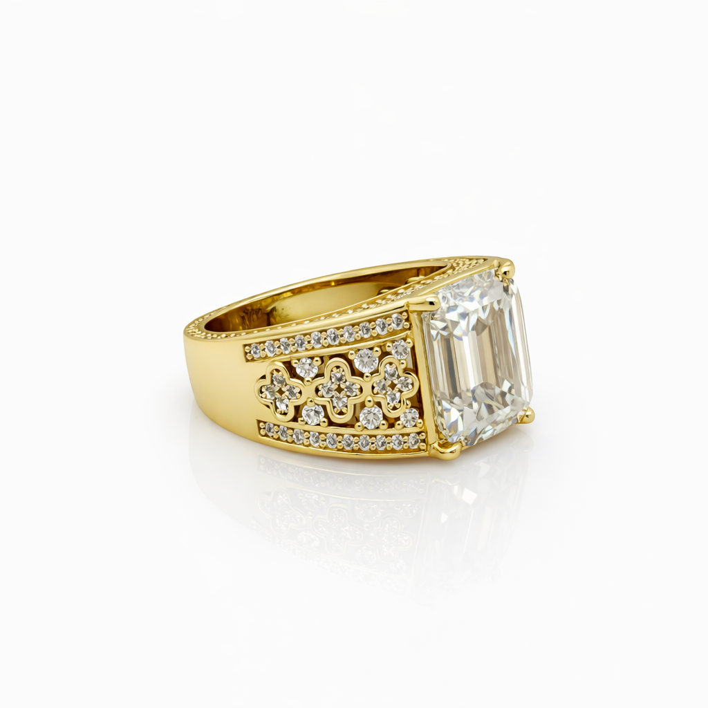 8.15 DEW Moissanite Ring in 925 Yellow Gold Plated