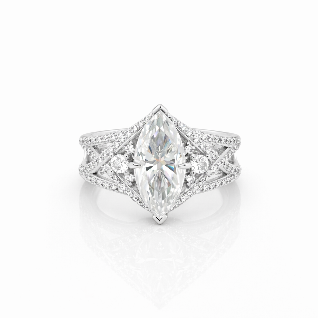 3.35 DEW Moissanite Ring in 925 Platinum Plated