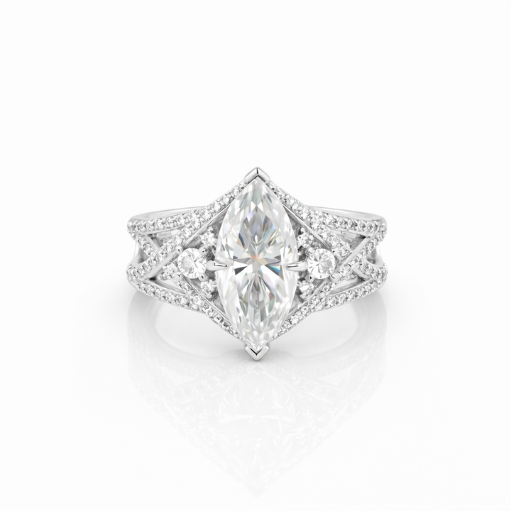 3.35 DEW Moissanite Ring in 925 Platinum Plated