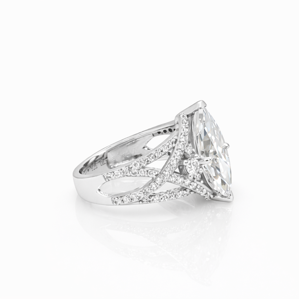 3.35 DEW Moissanite Ring in 925 Platinum Plated