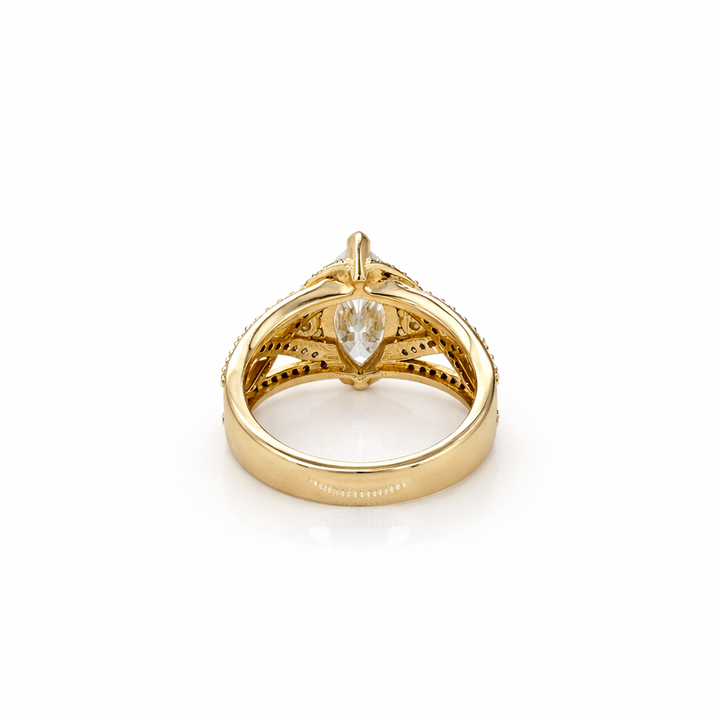 3.35 DEW Moissanite Ring in 925 Yellow Gold Plated