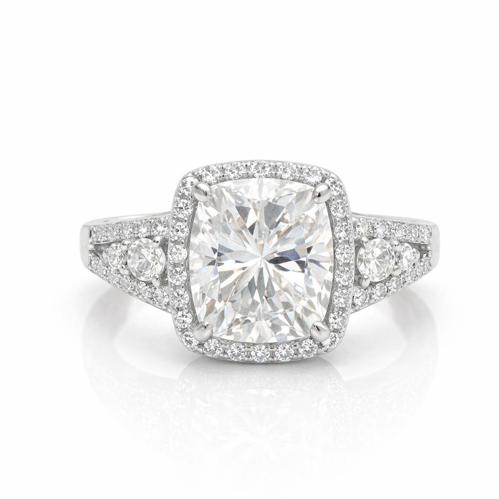 6.00 DEW Moissanite Ring in 925 Platinum Plated