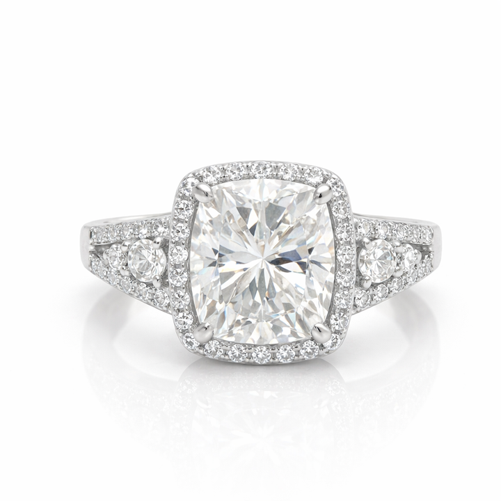 6.00 DEW Moissanite Ring in 925 Platinum Plated