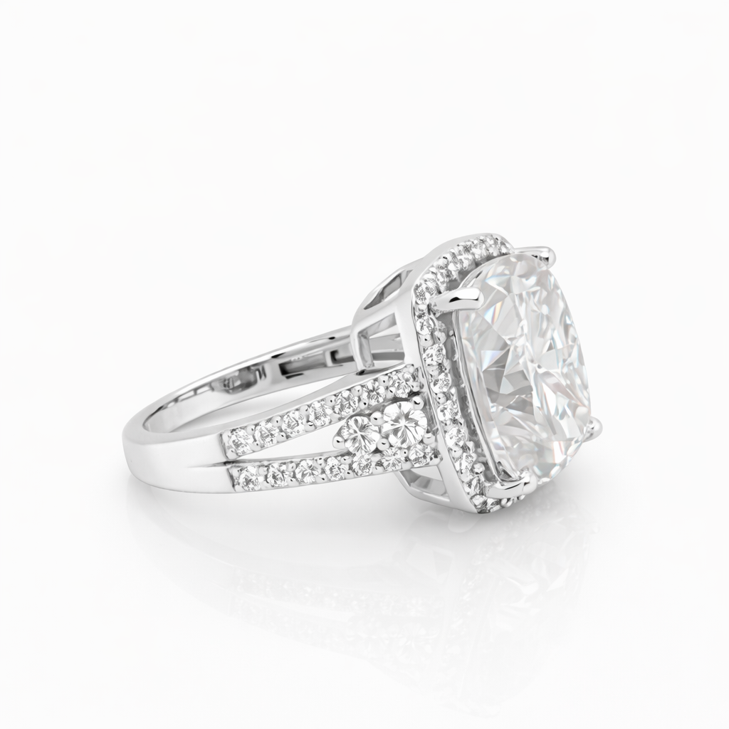 6.00 DEW Moissanite Ring in 925 Platinum Plated