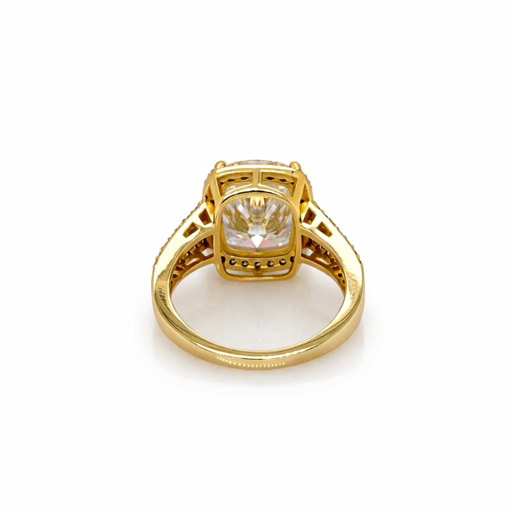 6.00 DEW Moissanite Ring in 925 Yellow Gold Plated