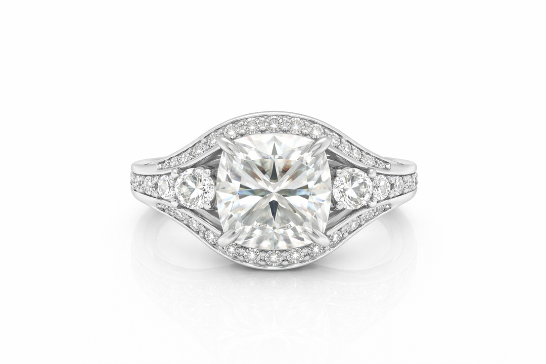 6.50 DEW Moissanite Ring in 925 Platinum Plated