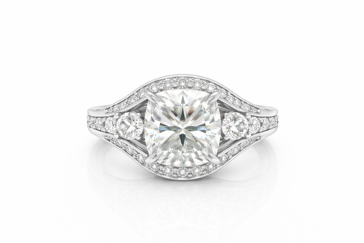 6.50 DEW Moissanite Ring in 925 Platinum Plated