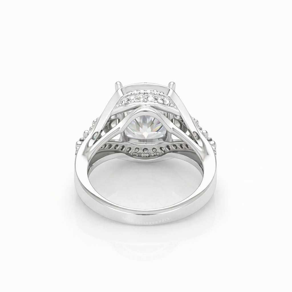 6.50 DEW Moissanite Ring in 925 Platinum Plated