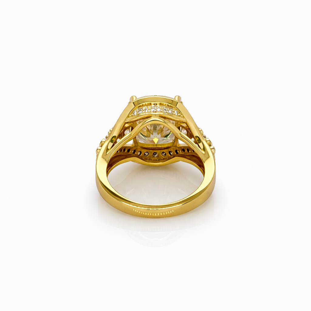6.50 DEW Moissanite Ring in 925 Yellow Gold Plated