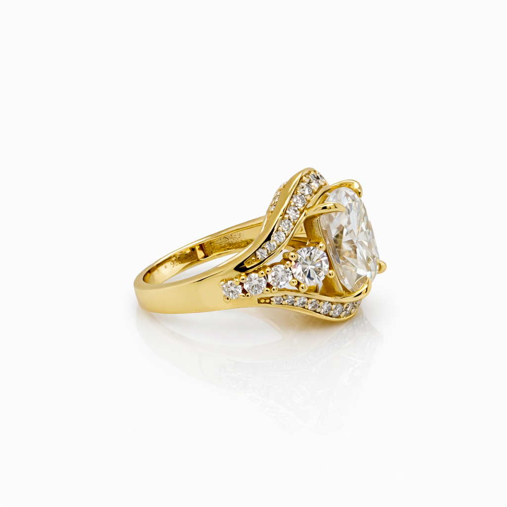 6.50 DEW Moissanite Ring in 925 Yellow Gold Plated
