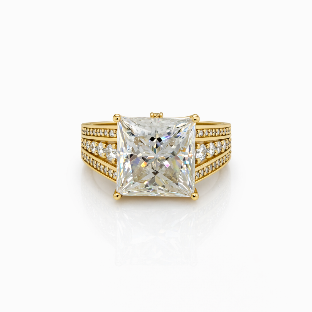 10.30 DEW Moissanite Ring in 925 Yellow Gold Plated