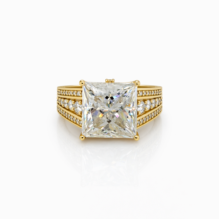 10.30 DEW Moissanite Ring in 925 Yellow Gold Plated