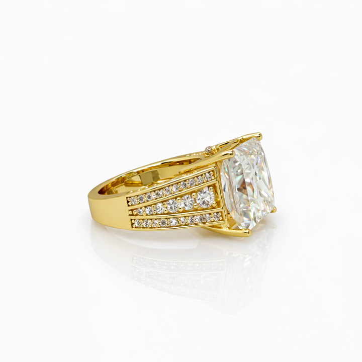 10.30 DEW Moissanite Ring in 925 Yellow Gold Plated