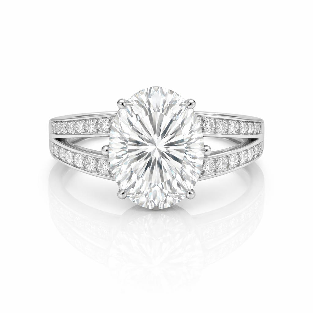 5.80 DEW Moissanite Ring in 925 Platinum Plated