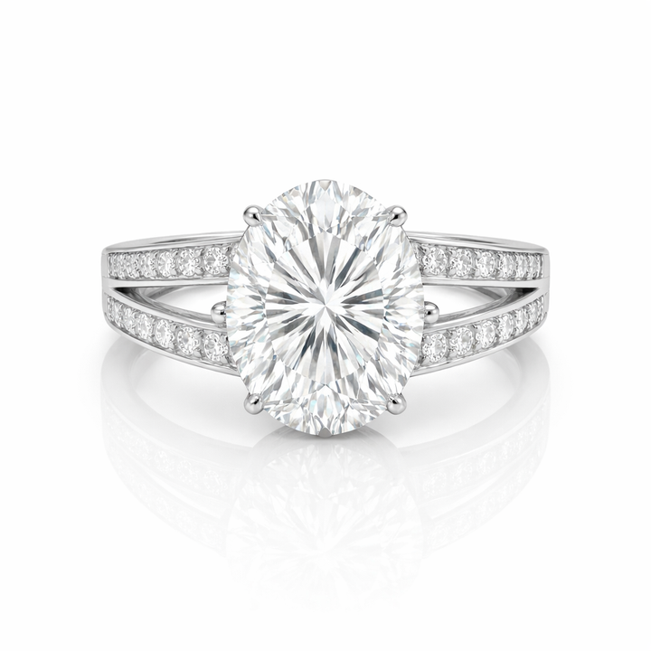 5.80 DEW Moissanite Ring in 925 Platinum Plated