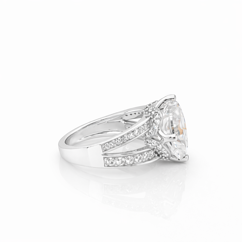 5.80 DEW Moissanite Ring in 925 Platinum Plated