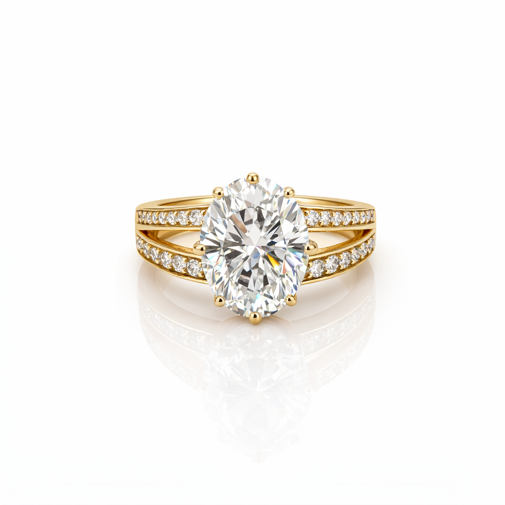 5.80 DEW Moissanite Ring in 925 Yellow Gold Plated