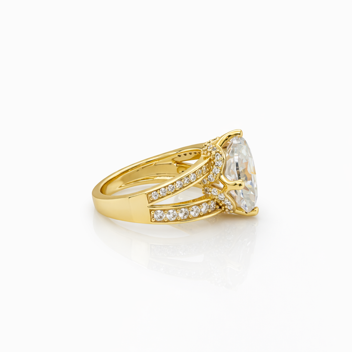 5.80 DEW Moissanite Ring in 925 Yellow Gold Plated