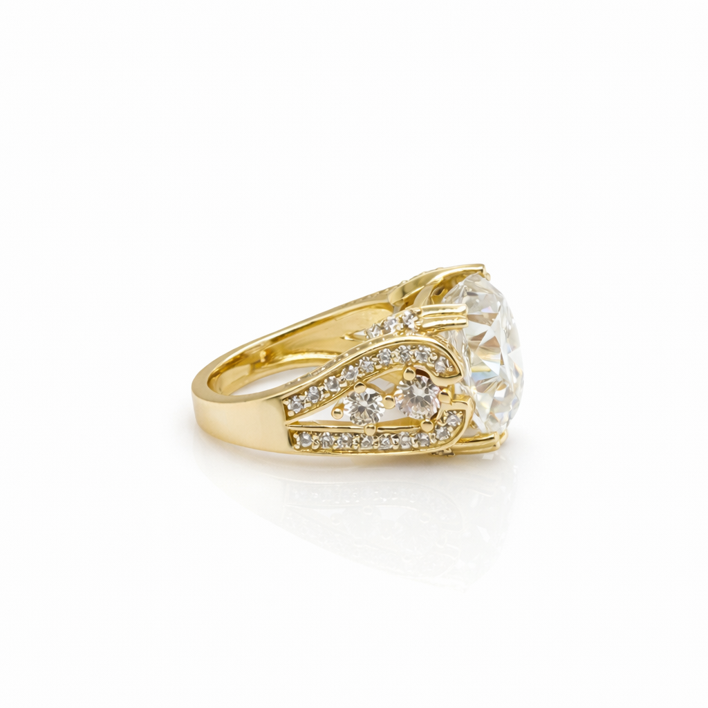 14.95 DEW Moissanite Ring in 925 Yellow Gold Plated