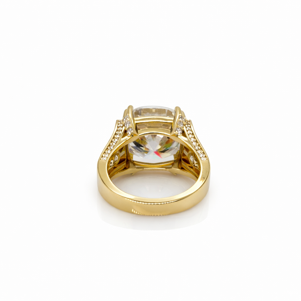14.95 DEW Moissanite Ring in 925 Yellow Gold Plated