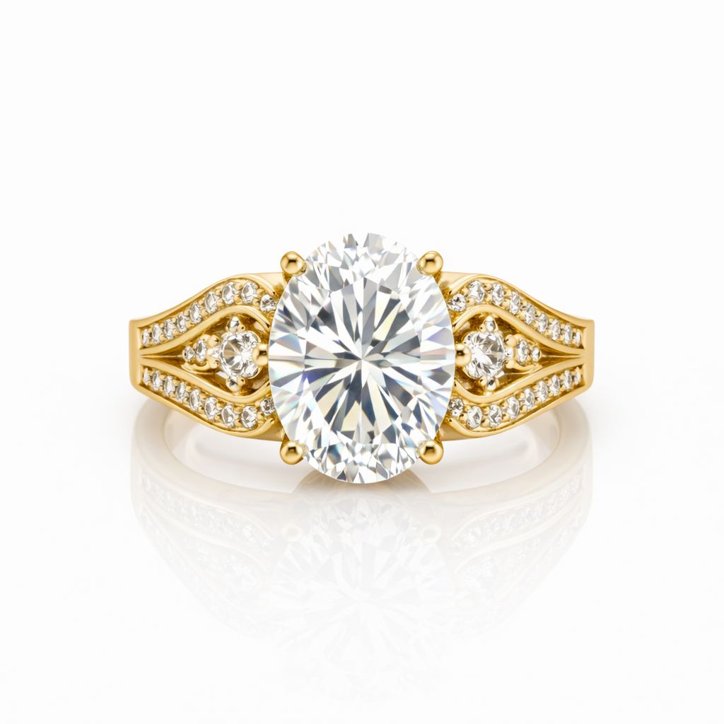 14.95 DEW Moissanite Ring in 925 Yellow Gold Plated