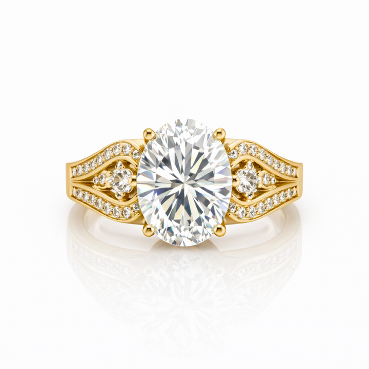 14.95 DEW Moissanite Ring in 925 Yellow Gold Plated