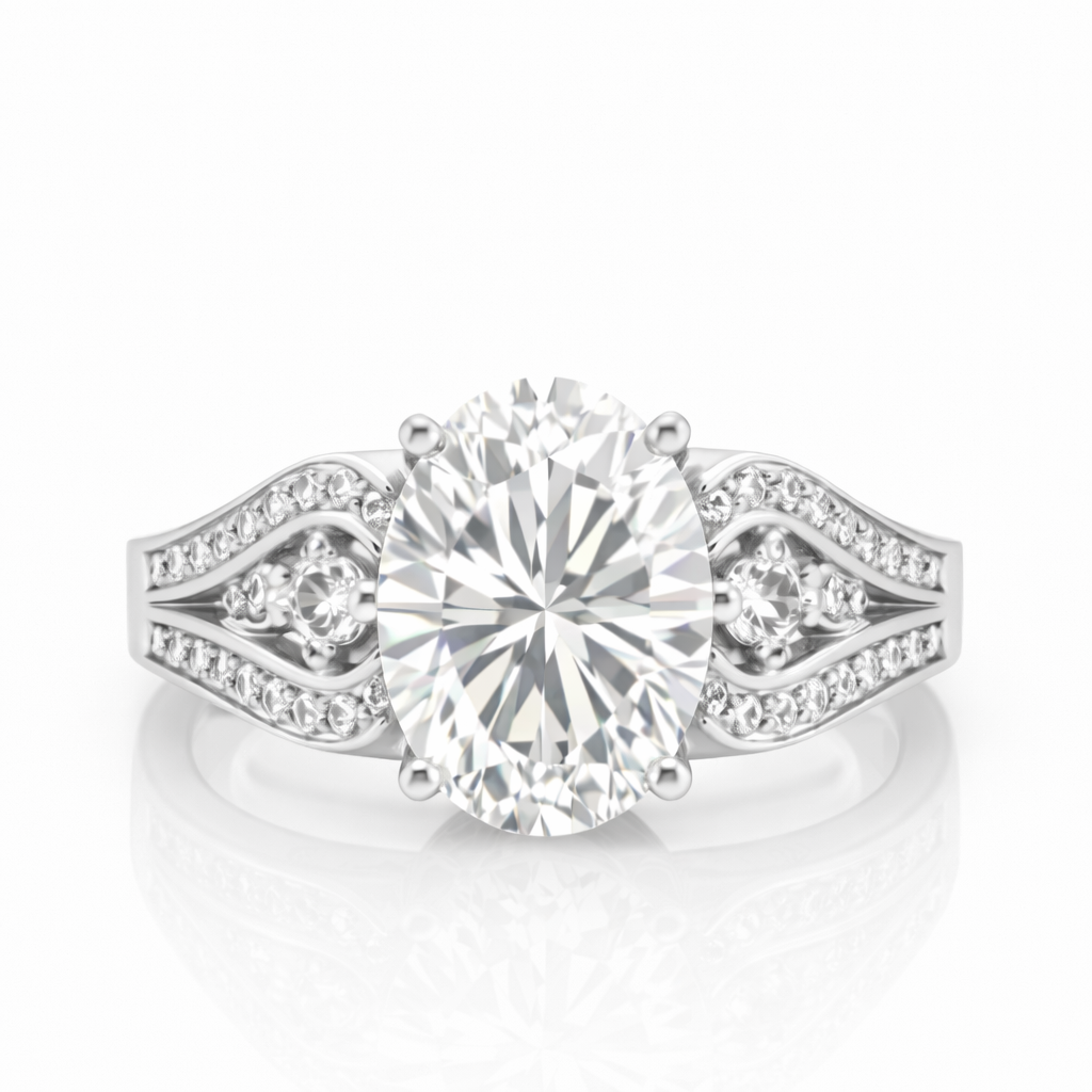 14.95 DEW Moissanite Ring in 925 Platinum Plated