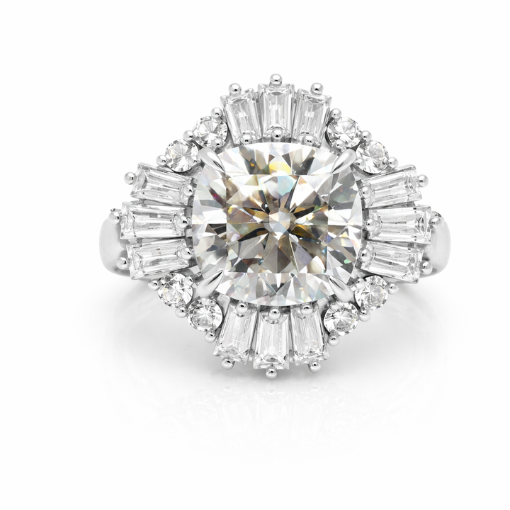 11.00 DEW Moissanite Ring in 925 Platinum Plated