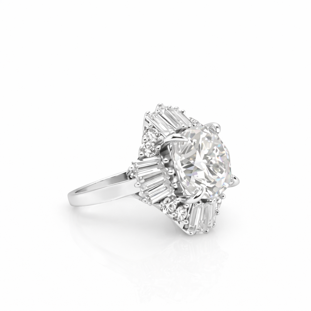 11.00 DEW Moissanite Ring in 925 Platinum Plated