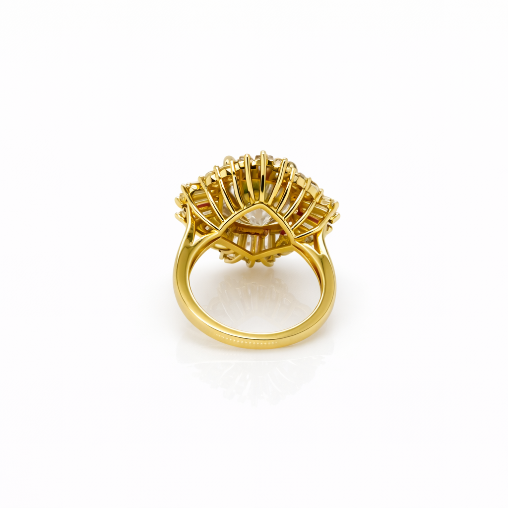 11.00 DEW Moissanite Ring in 925 Yellow Gold Plated