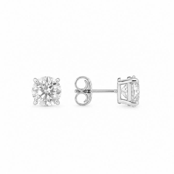 5.50 DEW Round Shape Moissanite Solitaire Earring in 925 Platinum Plated