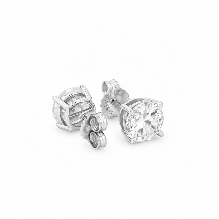 5.50 DEW Round Shape Moissanite Solitaire Earring in 925 Platinum Plated