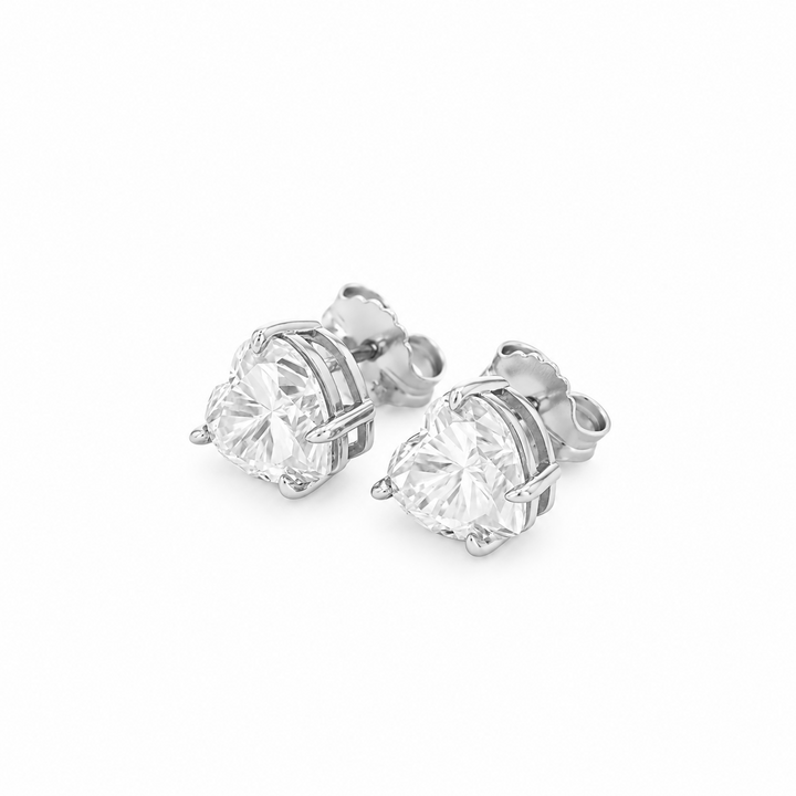 6.00 DEW Heart Shape Moissanite Solitaire Earring in 925 Platinum Plated