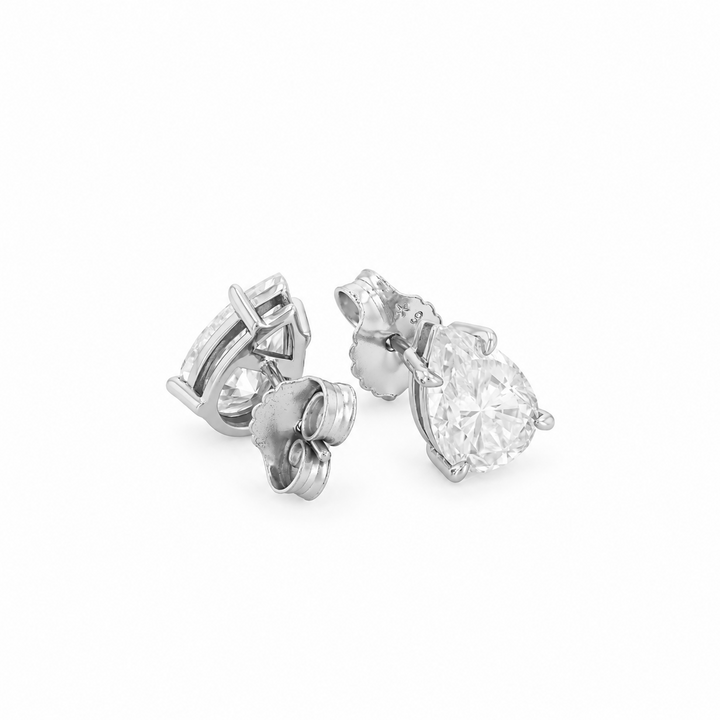 4.50 DEW Pear Shape Moissanite Solitaire Earring in 925 Platinum Plated