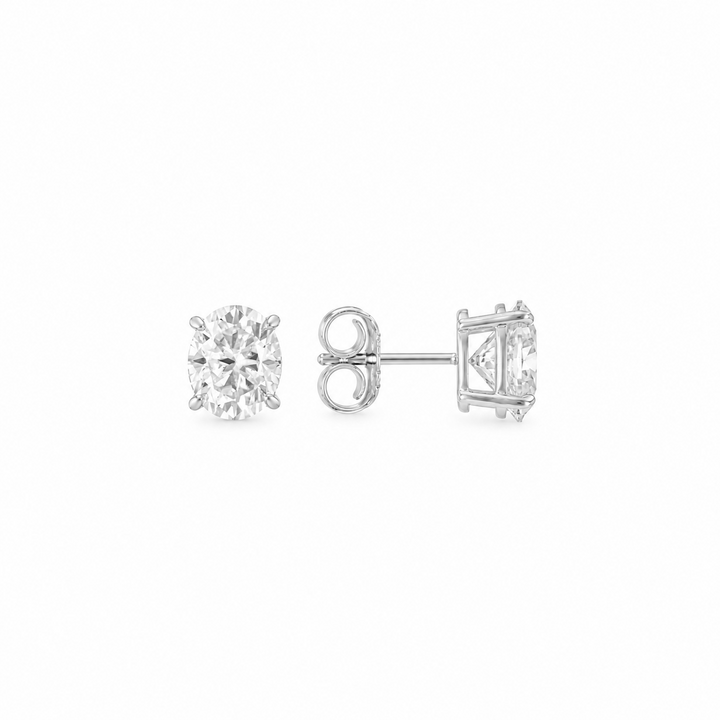 6.00 DEW Oval Shape Moissanite Solitaire Earring in 925 Platinum Plated
