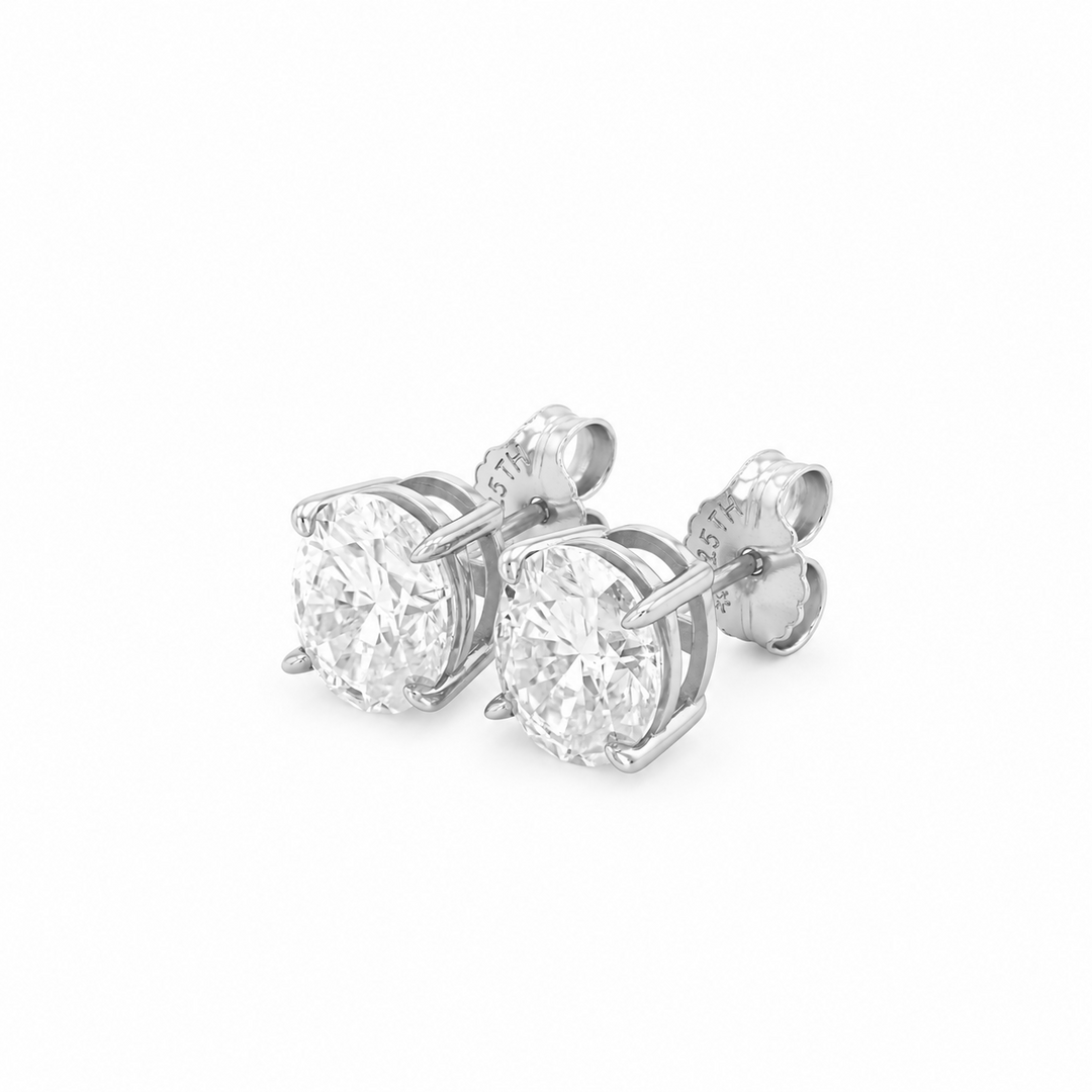 6.00 DEW Oval Shape Moissanite Solitaire Earring in 925 Platinum Plated