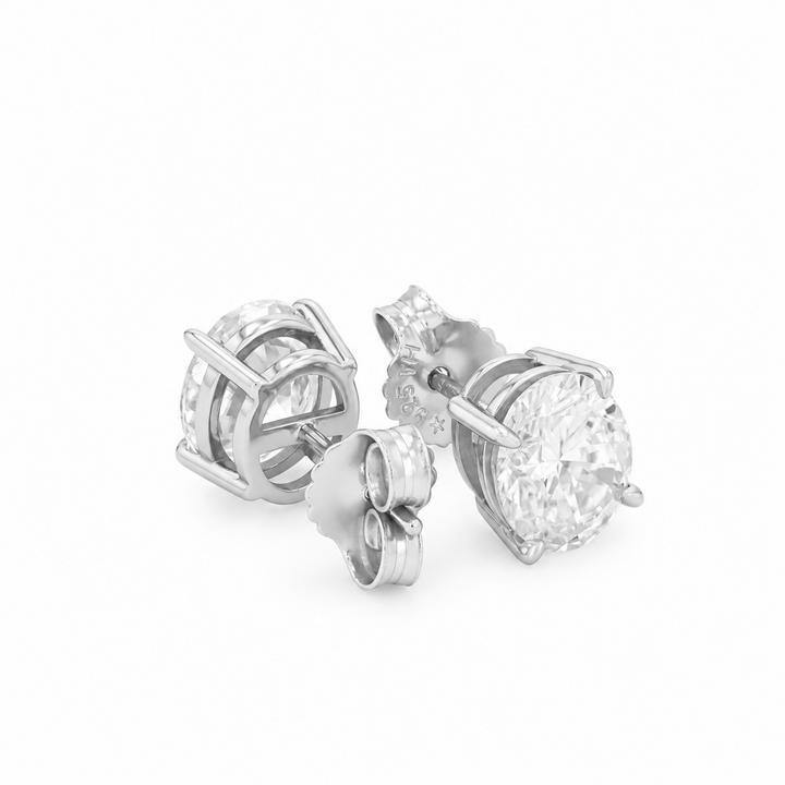 6.00 DEW Oval Shape Moissanite Solitaire Earring in 925 Platinum Plated