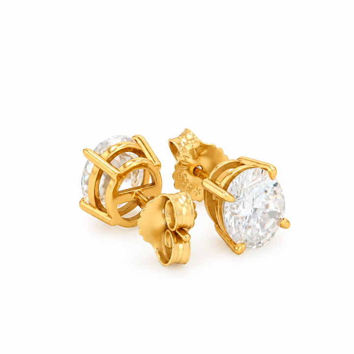 6.00 DEW Oval Shape Moissanite Solitaire Earring in 925 Yellow Gold Plated