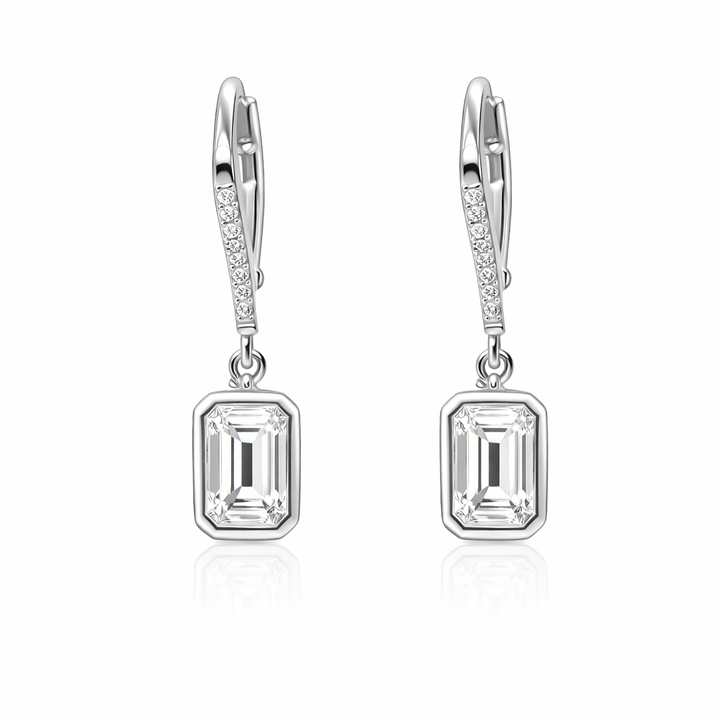 Paige 3.45 Cts Octagon Shape White Moissanite Dangle Earring in 925 Platinum Plated